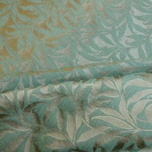 Curtain Fabric Satinized Frothy Ferns Aqua Grey