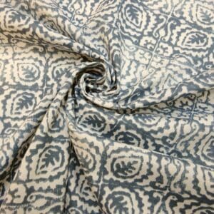 Curtain Fabric Canvas 4 Leaf Clover Ivory Teal
