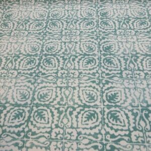 Curtain Fabric Canvas 4 Leaf Clover Ivory Aqua