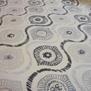 Curtain Fabric Canvas Mandala Print Ivory Grey