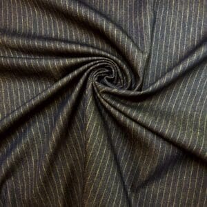 Denim Fabric Stretch Cotton Gold Pin Stripe Navy