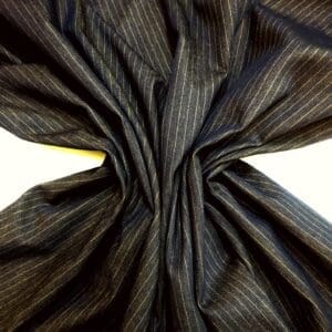 Denim Fabric Stretch Cotton Gold Pin Stripe Navy