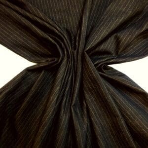 Denim Fabric Stretch Cotton Gold Pin Stripe Black