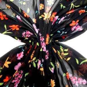 Georgette Fabric Floral Crinkle California Garden Black
