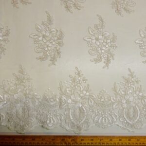 Lace Fabric Bridal Scalloped Sequinned Sweet April Angel Ivory