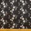 Linen Look Fabric Suiting Embroidered Anglais Floral Black Ivory