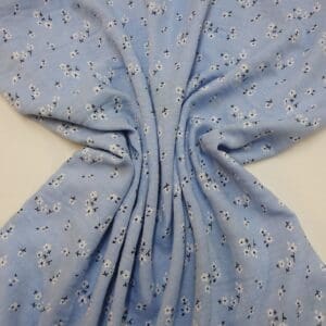 Linen Look Fabric Suiting Light Weight Sprig Cluster Floral Blue