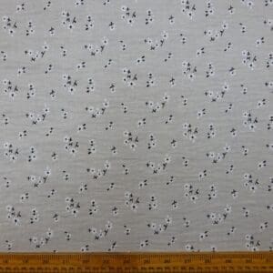 Linen Look Fabric Suiting Light Weight Sprig Cluster Floral Muesli Beige