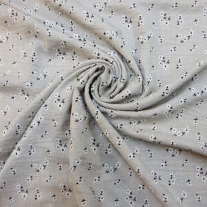 Linen Look Fabric Suiting Light Weight Sprig Cluster Floral Muesli Beige