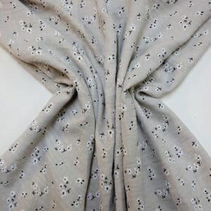 Linen Look Fabric Suiting Light Weight Sprig Cluster Floral Muesli Beige