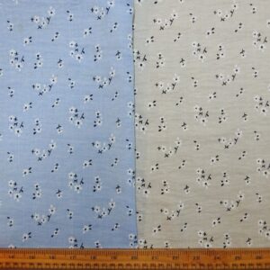 Linen Look Fabric Suiting Light Weight Sprig Cluster Floral