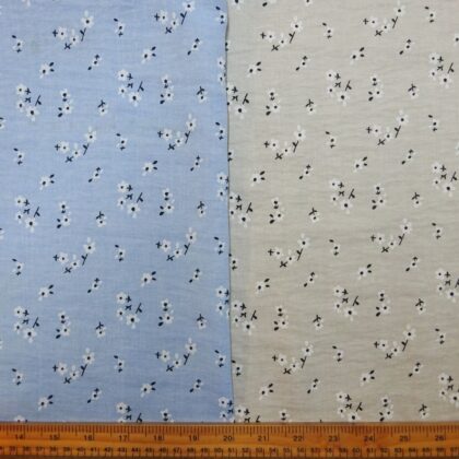 Linen Look Fabric Suiting Light Weight Sprig Cluster Floral