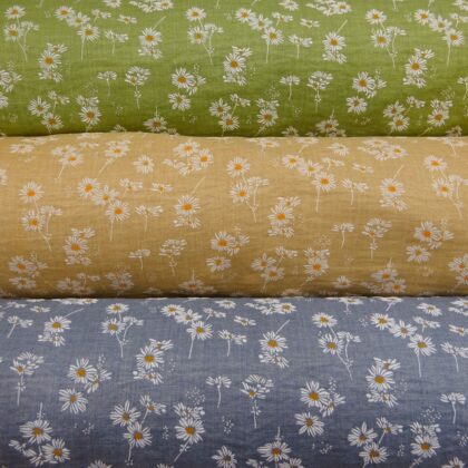 Linen Look Fabric Suiting Light Weight Mungo Daisy