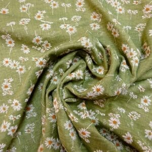 Linen Look Fabric Suiting Light Weight Mungo Daisy Sage