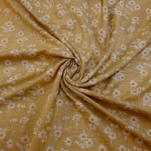 Linen Look Fabric Suiting Light Weight Mungo Daisy Sand