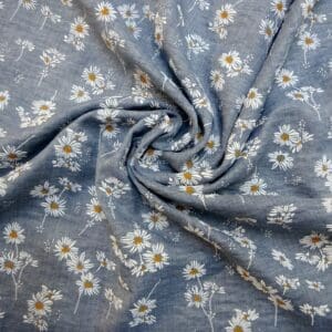 Linen Look Fabric Suiting Light Weight Mungo Daisy Denim