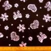 Cotton Print Fabric Stretch Distilled Flower Black Pink