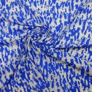 Crepe De Chine Fabric Summer Blizzard Royal/White