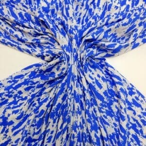 Crepe De Chine Fabric Summer Blizzard Royal/White