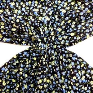 Crepe De Chine Fabric Vienna Violas Yellow Blue Black