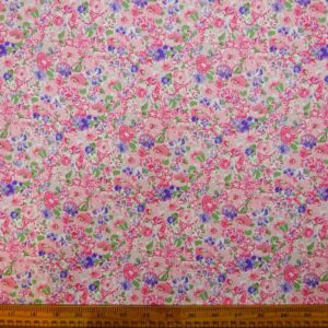 Crepe De Chine Fabric Pick And Mix Flowers Pink Lilac
