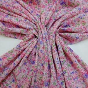 Crepe De Chine Fabric Pick And Mix Flowers Pink Lilac
