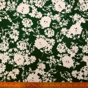 Crepe De Chine Fabric Floral Bilbao Blooms Green White