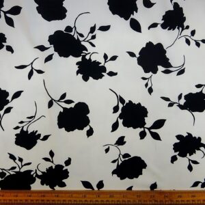 Crepe De Chine Fabric Shadow Flower Black White