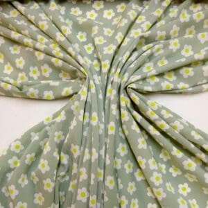 Crepe De Chine Fabric Confetti Flower Sage