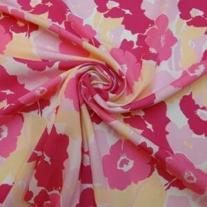 Crepe De Chine Fabric Candy Floss Botanical Pink