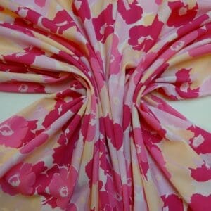 Crepe De Chine Fabric Candy Floss Botanical Pink