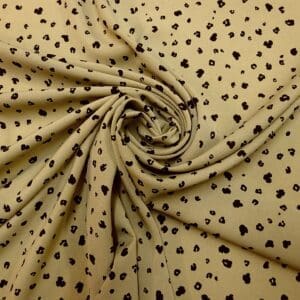 Crepe De Chine Fabric Small Spotted Genet Beige Black