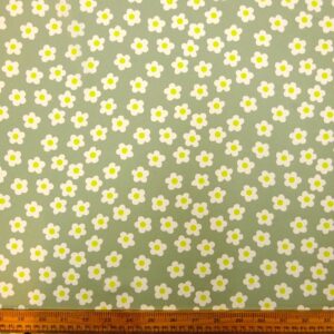 Crepe De Chine Fabric Confetti Flower Sage