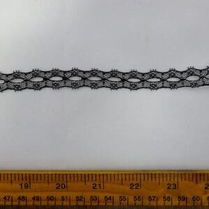 Flat Lace Trimming Viva Eyelet 12mm Wide Black