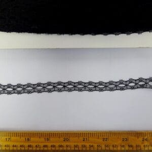Flat Lace Trimming Viva Eyelet 12mm Wide Black