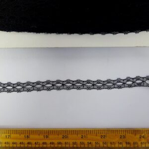 Flat Lace Trimming Viva Eyelet 12mm Wide Black
