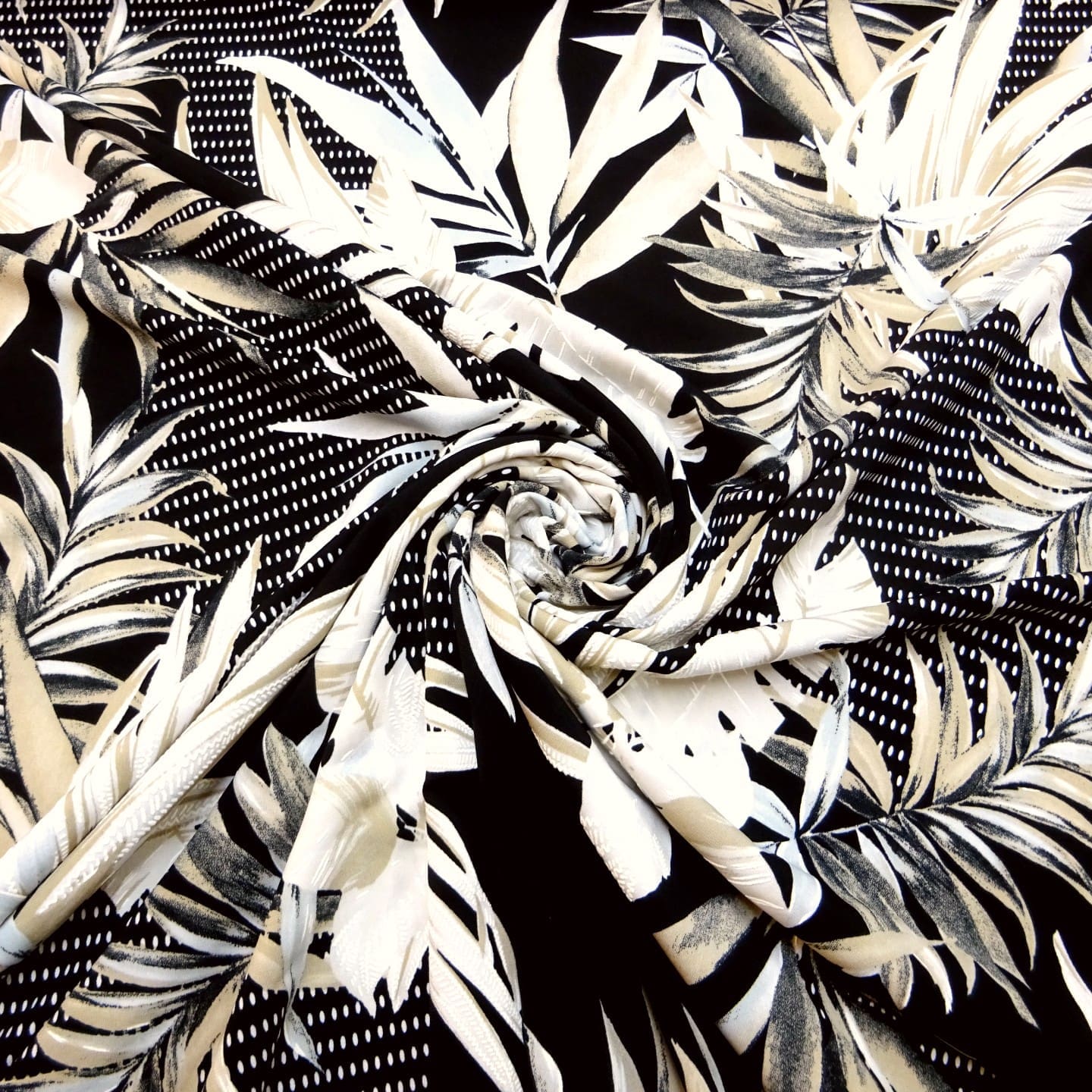 T-Shirting Jersey Fabric Embossed Effect Rhodes Rituals Black