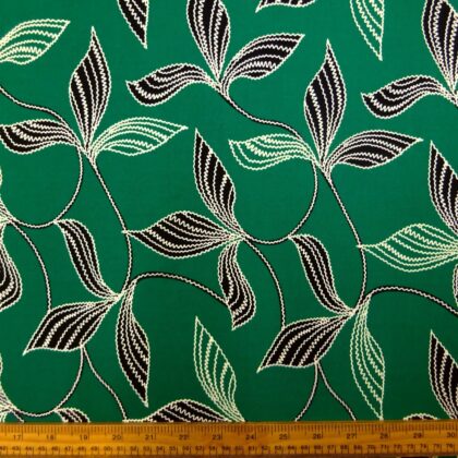 T-Shirting Jersey Fabric Emboss Effect Lush Lefkada Leaves Green
