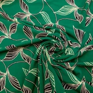 T-Shirting Jersey Fabric Emboss Effect Lush Lefkada Leaves Green