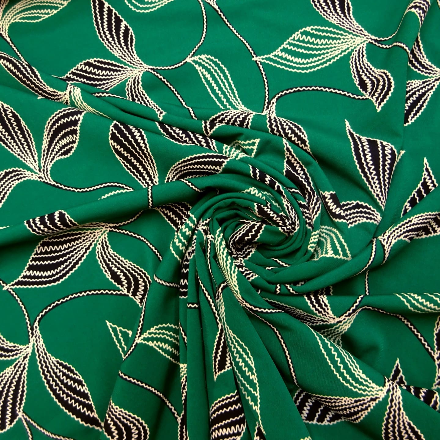 T-Shirting Jersey Fabric Emboss Effect Lush Lefkada Leaves Green
