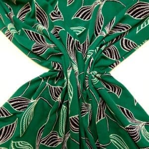 T-Shirting Jersey Fabric Emboss Effect Lush Lefkada Leaves Green