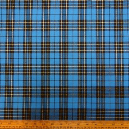 Tartan Suiting Fabric Renegade Gold Lurex Turquoise