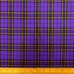 Suiting Fabric Tartan Macbeth Gold Glitter Purple