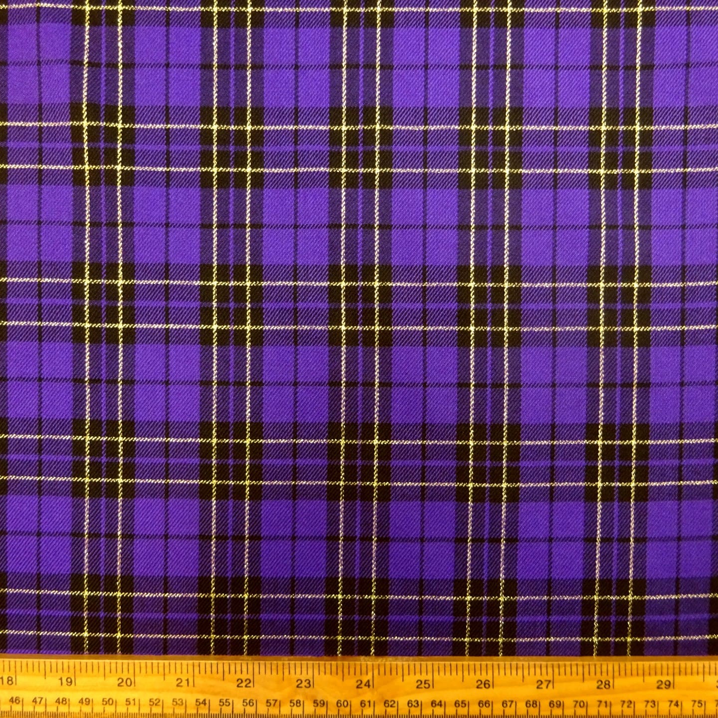 Suiting Fabric Tartan Macbeth Gold Glitter Purple