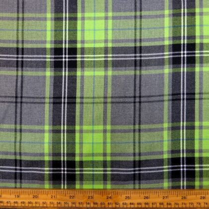Suiting Fabric Tartan Macculloch Lime Grey