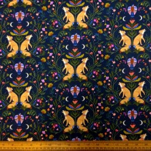 Cotton Fabric Dashwood Craft Cotton Foxy Nights Navy