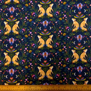 Cotton Fabric Dashwood Craft Cotton Foxy Nights Navy