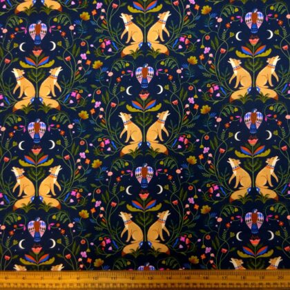 Cotton Fabric Dashwood Craft Cotton Foxy Nights Navy