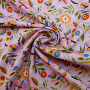 Cotton Fabric Dashwood Craft Cotton Floral Spiro Pink