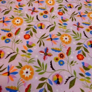 Cotton Fabric Dashwood Craft Cotton Floral Spiro Pink